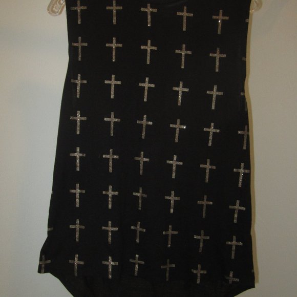 Women's Size S XXI Top with glittery gold crosses - Picture 3 of 16